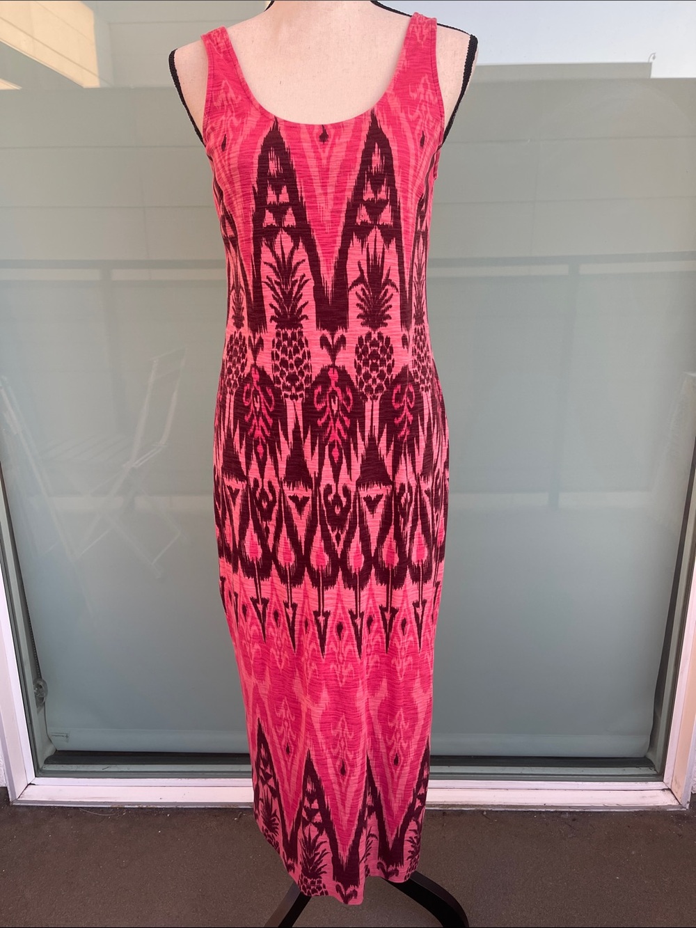 Tommy Bahama Coral Pineapple Ikat Print Cotton Midi Dress